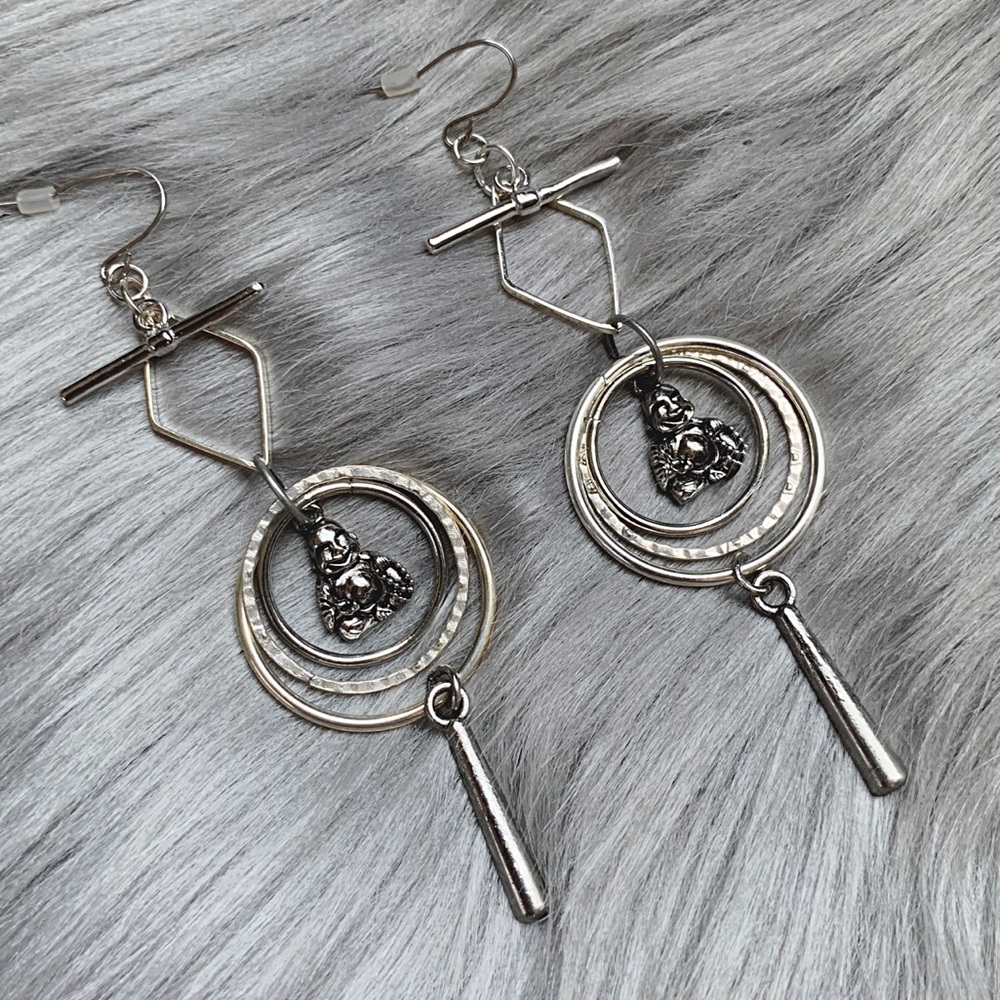 Geometric Zen Buddha Earrings Hand Crafted Jewelry